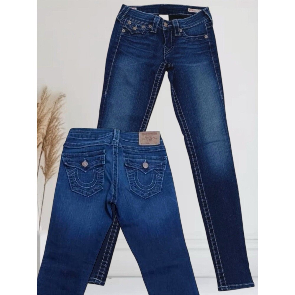 True Religion Serena Women's Skinny Flap Pockets Stretch Jeans Size 25 USA Made